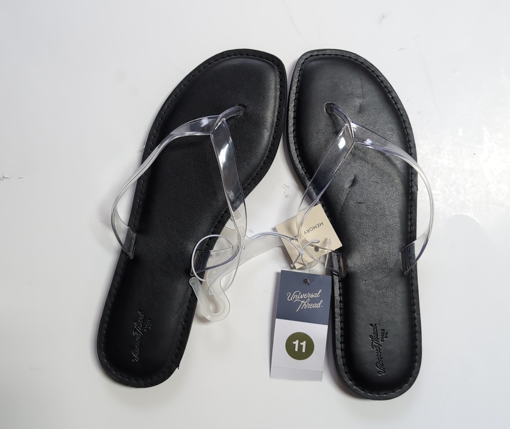Universal Thread Black Footbed Clear-Strap Sandals